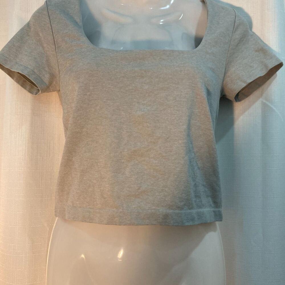 Altard State Seamless Square Neck Short Sleeve Top Heather Grey Women's SZ M/L
